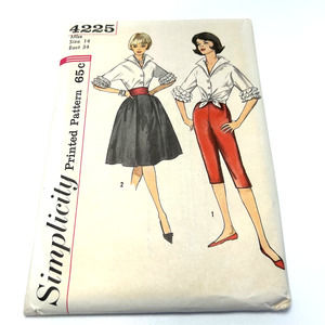 Simplicity Vintage 1962 Pattern #4225 Jrs. Blouse Skirt Pants Cummerbund Size 14